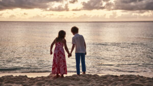 child playing on beach