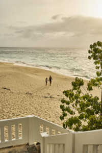 Woman and kid at the beach